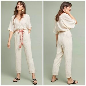 NWOT Anthropologie Feather Bone Soleil Belted Jumpsuit size S